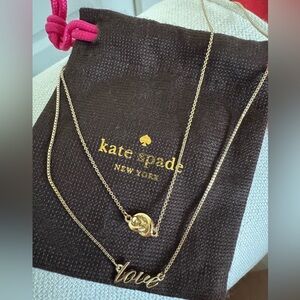 Kate Spade Gold Spiral and Love Necklaces
